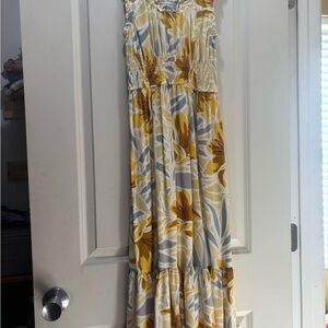 Floral Maxi Dress in Yellow and Brown